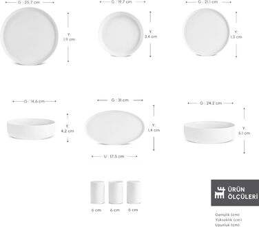 Набір посуду Karaca Earth Collection Matte Glaze, 55 предметів, на 12 персон, керамічний, можна мити в посудомийній машині та використовувати в мікрохвильовій печі, набір посуду для щоденного використання/набір тарілок, білий Earth Collection Matte White