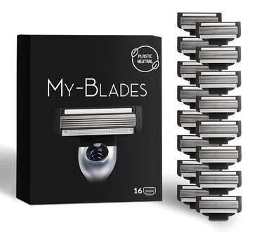 Леза бритви My-Blades сумісні з Gillette Mach3, пластик нейтральний, 16 змінних лез для вологої бритви з 5-кратним лезом