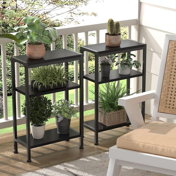 Вузький приставний столик, тумбочка біля ліжка, маленький столик, 3 полиці, вузька тумбочка з місцем для зберігання, приставний столик до дивана для вузьких приміщень, вітальні, спальні, кухні та балкону, кабінету (чорний) 20Г x 43Ш x 67,5В см Чорний 1