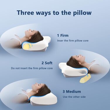 Подушка для шиї, подушка з піни з ефектом пам&39яті, ергономічна, ортопедична подушка з регульованою жорсткістю, подушка для підтримки шиї для сну на боці, спині та животі, 65 x 35 x 11,5 см