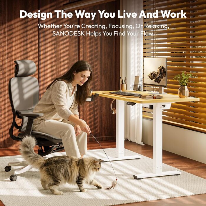 Письмовий стіл з регульованою висотою 11054 см Компактний стіл для роботи стоячи з практичними аксесуарами, ідеально підходить для невеликих приміщень, тихий та безпечний із захистом від зіткнень (клен) 110 x 54 см Клен