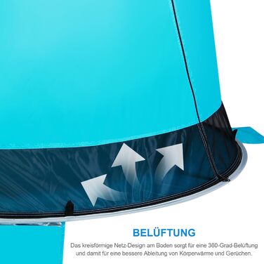 Пляжний намет WolfWise Pop-Up для 3-4 осіб, миттєве встановлення, захист від ультрафіолету 50, водовідштовхувальний, вентильований, стійкий до розривів, з сумкою для перенесення та кишенями для піску, покриття синього/м&39ятно-зеленого/бежевого/чорного ко