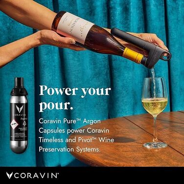 Капсули з нержавіючої сталі Coravin Argon Gas Для використання Система збереження вина Одна капсула консервує до 15 баночок - 6 упаковок 6 упаковок