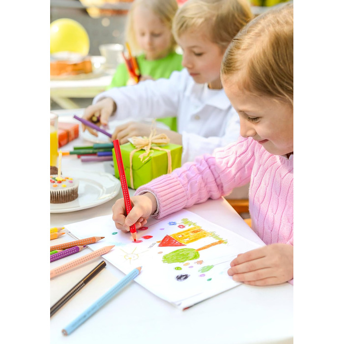 Кольорові олівці Jumbo Grip для дітей, Набір з 12 кольорових олівців Jumbo, Розмальовки з ручкою та трикутним стволом, Водорозчинні пігменти, Легко миються та стійкі до розривів, Шкільне приладдя Набір з 12 предметів, 110912
