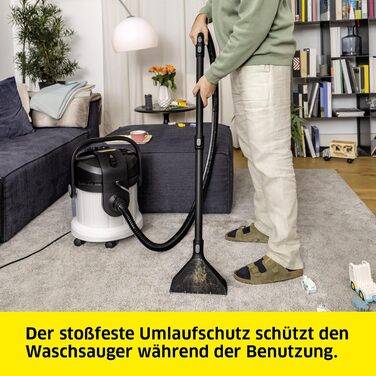 Миючий пилосос Krcher SE 4 Plus (гнучкий шланг 2-в-1), радіус дії 8 м, 1000 Вт, бак для чистої/брудної води 4 л, 1.081-170.0, біли