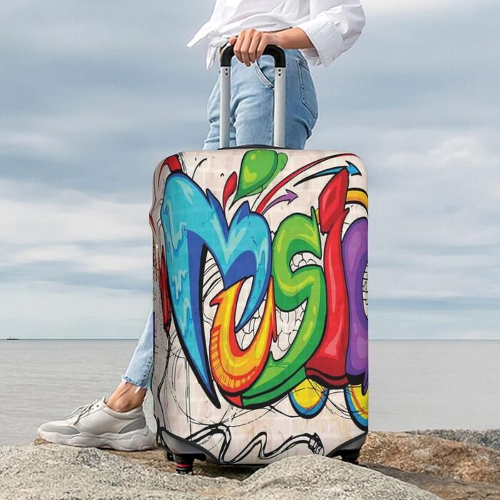 Чохол для валізи Музичний графіті, еластичний захист від подряпин, розмір 95