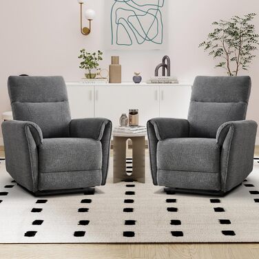 Крісло для телевізора EBELLO з функцією відкидання, регульоване ручне відкидання, одне відкидне крісло, вантажопідйомність до 150 кг, для вітальні/спальні, темно-сірий 1 темно-сірий