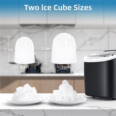 Малий льодогенератор PALINTH Ice Cube Machines, 2 розміри Bullet Ice Cube Maker, автомат для льоду, що самоочищається, подрібнений лід із портативною ручкою, 9 кубиків льоду за 6 хвилин.