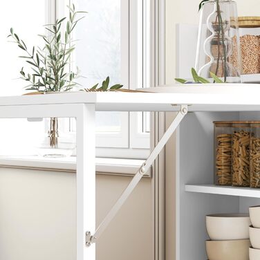 Розкладний обідній стіл HOMCOM, Кухонний стіл для 3 осіб з 4-ярусними полицями, Сучасний розкладний обідній стіл для невеликих приміщень, Кухня, 78,5 x 91 x 93 см, Білий 91Д x 78,5Ш x 93В см Білий