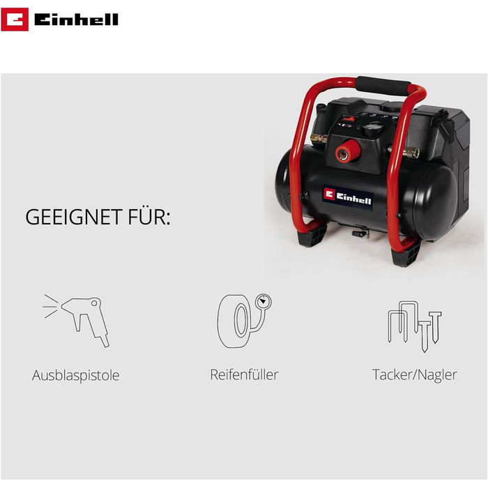 Акумуляторний компресор Einhell TE-AC 36/150 Li OF-Solo Power X-Change (36 В, макс. 8 бар, бак 6 л, продуктивність всмоктування 15