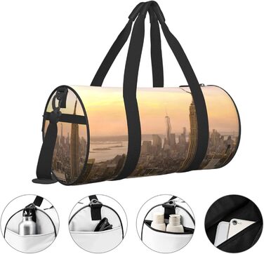 Велика спортивна сумка-мішок для подорожей Емпайр Стейт Білдінг, міцна та об'ємна, чорного кольору, універсальний розмір