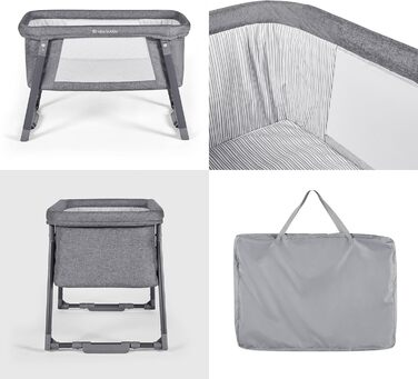 Міні-гойдалка Ickle Bubba Компактне складне дитяче ліжечко з матрацом, режимами гойдання та статичного режиму, сітчастими вставками для повітропроникності ідеально підходить для невеликих приміщень та подорожей (колір космічний сірий)