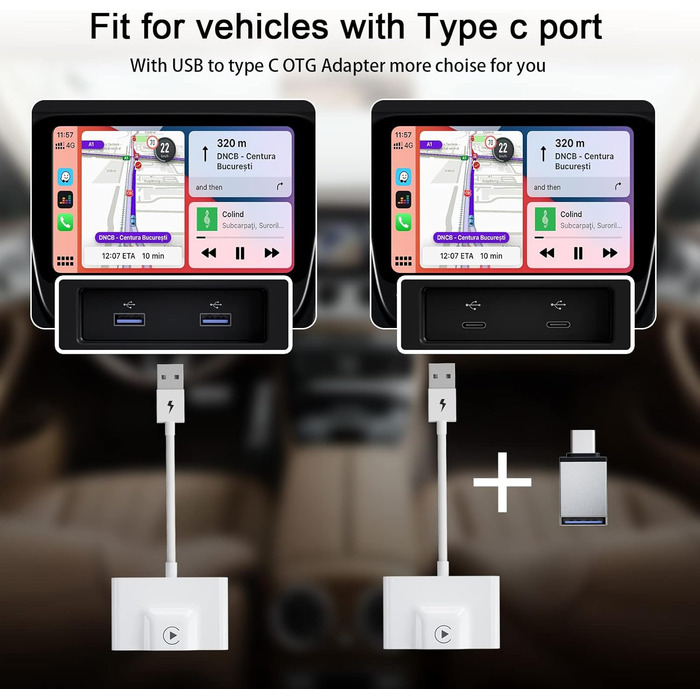 Бездротовий адаптер SCUMAXCON CarPlay для заводського дротового CarPlay OEM, 2024 оновлення Plug and Play Простий ключ налаштування для телефонів IOS Перетворіть дротовий CarPlay на бездротовий адаптер CarPlay і без fil