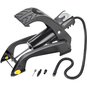 Одноциліндровий аналоговий ножний насос MICHELIN універсальний ножний насос до 4 бар Міцна підставка, шланг 67 см, адаптери для автомобіля, велосипеда, м&39яча