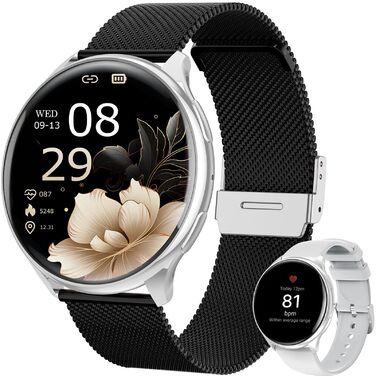 Жіночий смарт-годинник із функцією телефону, круглий смарт-годинник 1,39 дюйма з SpO2, 24-годинним монітором серцевого ритму, монітором артеріального тиску, монітором сну, фітнес-трекером із понад 120 спортивними режимами та крокоміром для iOS та Android 