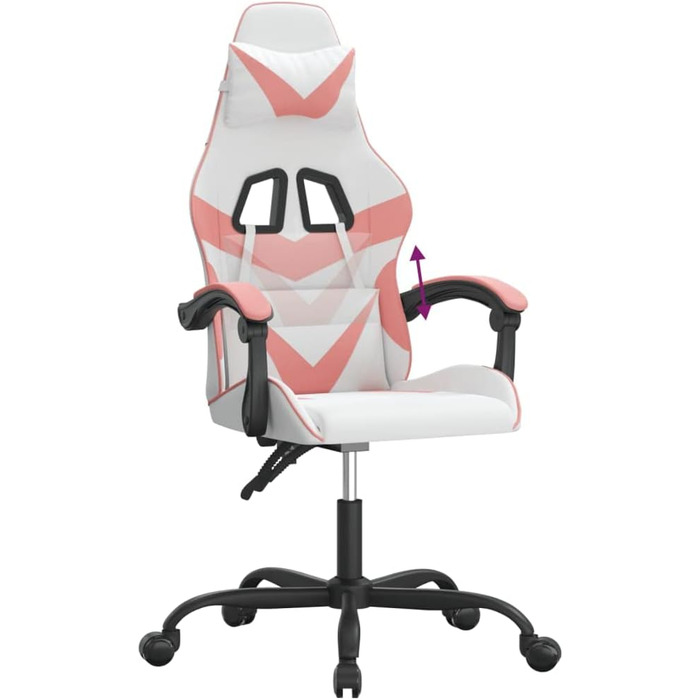 Геймерське крісло, офісне крісло, білий та рожевий, штучна шкіра