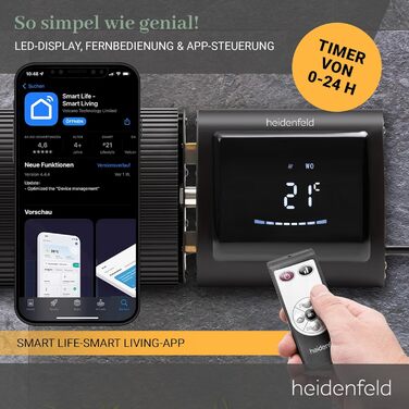 Темний радіатор Heidenfeld DH700 3-СВІТЛОВИЙ ДИСПЛЕЙ - Керування за допомогою застосунку - 3200 Вт - Інфрачервоний обігрівач - Радіаційний обігрівач - Опалення - Обігрівач для патіо - Темний радіаційний обігрівач площею до 20 м (чорний)