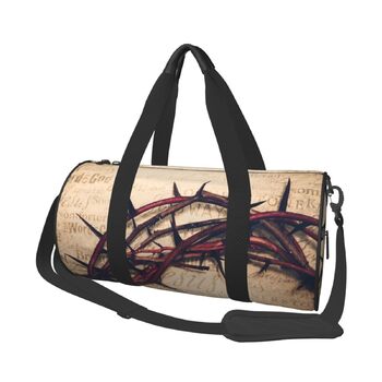 Дорожня сумка зі зміїної шкіри, кругла, великої місткості, легка та міцна, ідеальний подарунок для походів, відпустки, ділових поїздок та іншого, з орнаментом Корона терня, універсальний розмір