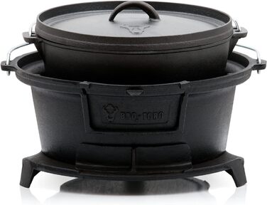 Чавунний казанок-гриль з решіткою (Ш) 43 x (Г) 42 x (В) 21,5 см гриль в стилі Хібачі з підйомником решітки вугільний похідний грил