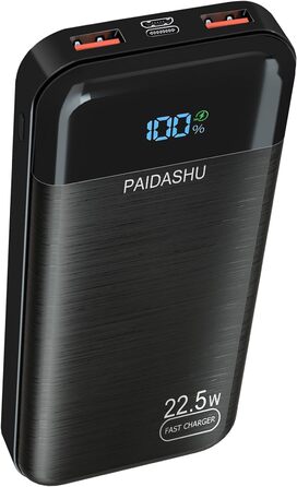 Зовнішній акумулятор для мобільного телефону PD20W Power Bank зі швидкою зарядкою USB C зі світлодіодним дисплеєм 3 виходи та 2 вх