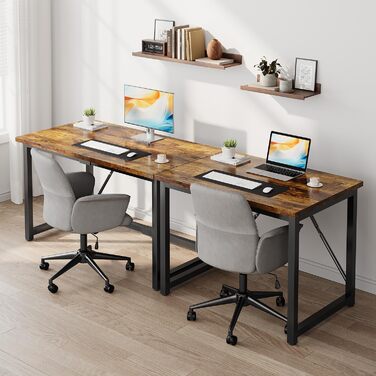 Письмовий стіл 100 x 50 x 75 см, Комп&39ютерний стіл з регульованими ніжками, гачками, вантажопідйомність 60 кг та водонепроникна стільниця, для домашнього офісу та навчання, вінтажний коричневий 100 x 50 см коричневий