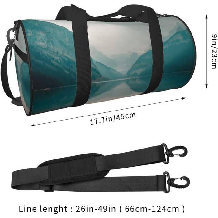 Спортивна сумка, дорожня сумка Банф, з малюнком гірського пейзажу, на нічліг, чорна, універсальний розмір