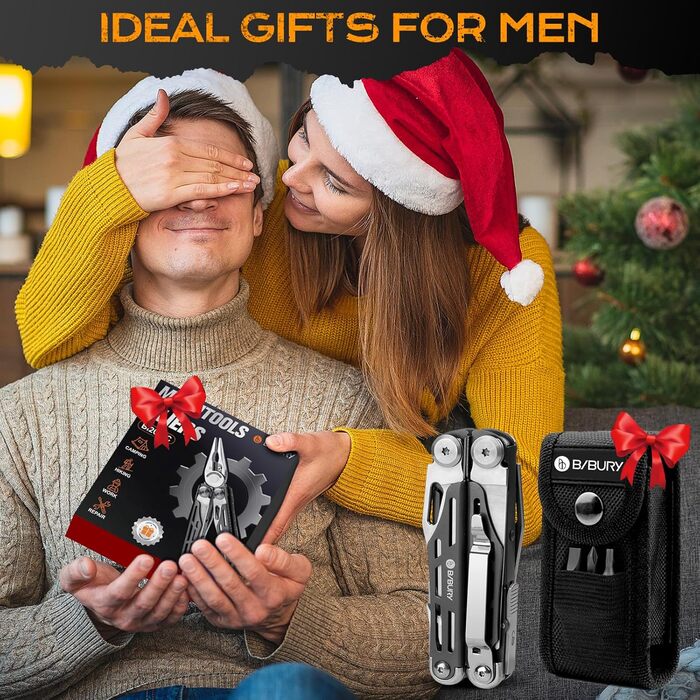 Мультитул BIBURY, 19-в-1 мультитул з нержавіючої сталі з плоскогубцями, складаним ножем, ножицями, викруткою, подарунки для чоловіків, складний багатофункціональний інструмент для активного відпочинку, кемпінгу, ремонту