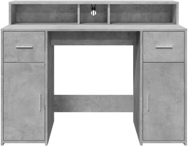 Світлодіодний стіл, бетонно-сірий, 120x55x91 см, матеріал на основі дерева, комп&39ютерний стіл, офісний стіл, кутовий стіл, робочий стіл, ПК-стіл для офісу, кабінету, спальні, вітальні