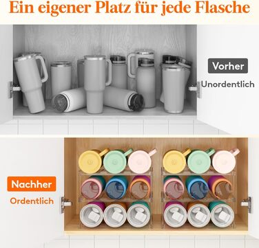 Організатор для пластикових пляшок Lifewit, що штабелюється, для дому, тримач для склянок та чашок, прозора підставка для винних пляшок, для стільниці та шафи, 3-рівнева, вміщує 9 пляшок