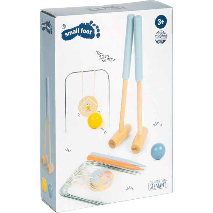 Маленький крокет Садові друзі з дерева, міцна гра на свіжому повітрі з милими мотивами тварин, для дітей віком від 3 років, 12646