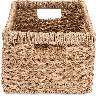 Кошик для зберігання Decorasian, полиця-кошик, плетений з морської трави - дуже стійкий - MM (36 см x 25 см x 19 см) Натуральний