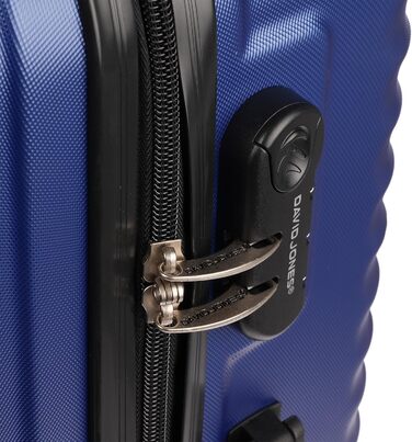 Ручна поклажа Christian Wippermann, 4 колеса, чорна з візерунком у смужку, валіза, візок, легка, кабіна, стандарт IATA, 55x35x23 см