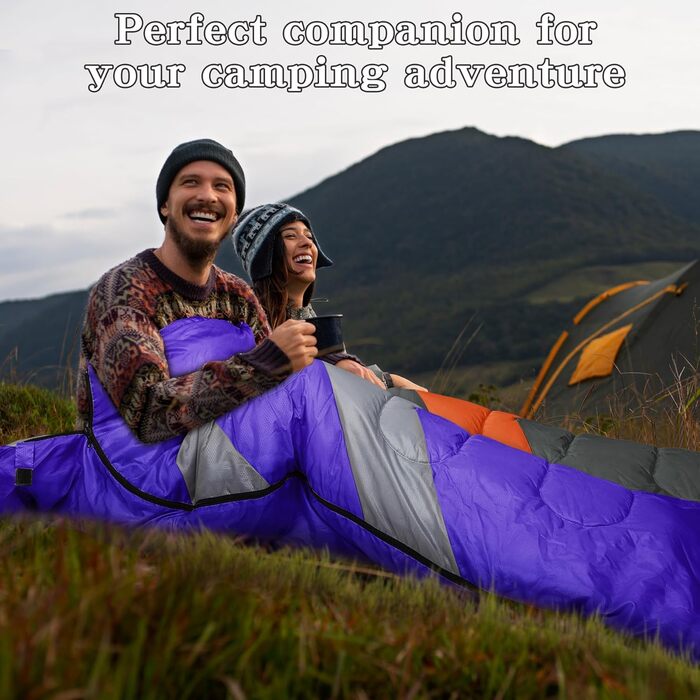 Спальник на 3-4 сезони, для кемпінгу на природі, теплий, одномісний розмір для дорослих, водонепроникний, легкий, надлегкий, для дорослих та дітей, для кемпінгу, походів, подорожей, фіолетовий
