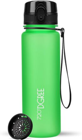 Пляшка для води 720DGREE 1л Sport 'uberBottle softTouch Sieb - Без BPA - Пляшка для води для універі, роботи, фітнесу, велосипеда, активного відпочинку, роботи - спортивна пляшка з тритану - легка, ударостійка, багаторазова (500 мл, класичний зелений - зе