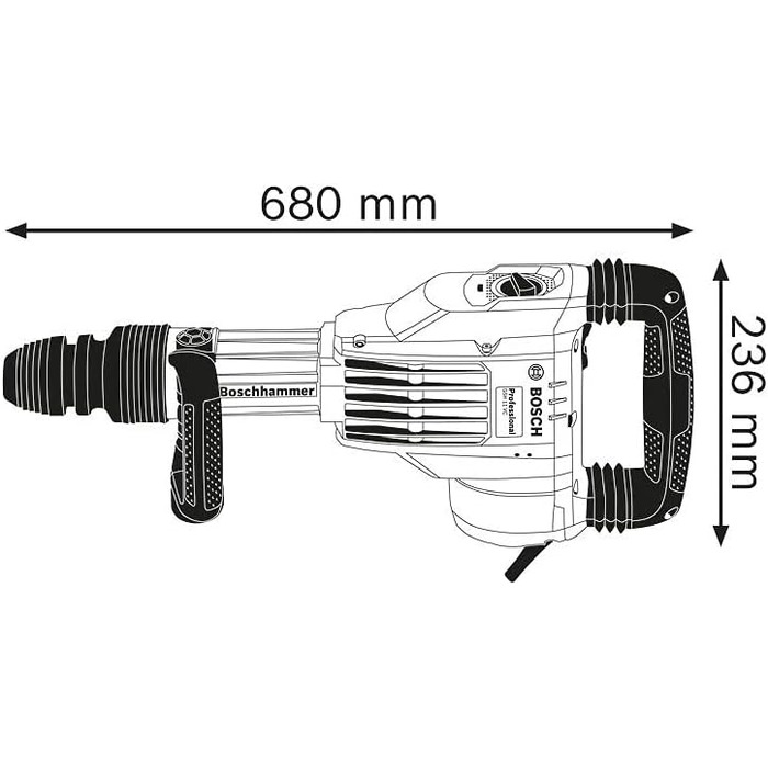 Ударний відбійний молоток GSH 11 VC (потужність 1700 Вт, з патроном SDS-max, 400 мм, вкл. загострене зубило, кейс) Basic