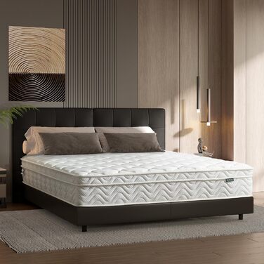 Матрац Z-hom 160x200, висота 26 см, 7-зонний пружинний матрац, ортопедичний пружинний матрац кишенькової форми з високоякісною комфортною піною/рівень жорсткості H2 та H3/розвантаження спини/сертифікація Oeko-Tex 16020026 см