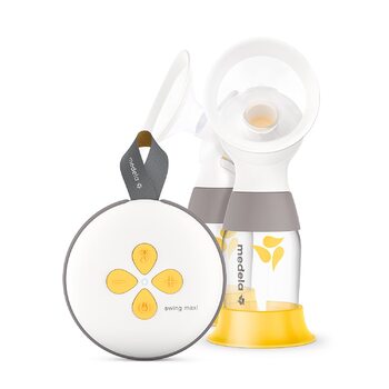 Електричний подвійний насос Medela Swing Maxi - USB перезаряджається - Більше молока за менший час - З щитками для грудей Personal