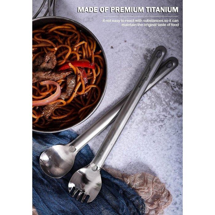 Титанова ложка з довгою ручкою Виделка Свинина Кемпінговий суп Рис Закуски Столові прибори з полірованою чашею Ультралегкі аксесуа
