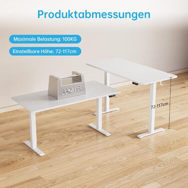 Електричне регулювання висоти письмового столу 120x60 см, ергономічний стіл для роботи сидячи та стоячи, комп&39ютерний стіл, стіл для роботи стоячи, регульований стіл для роботи стоячи з функцією пам&39яті, білий, 120 x 60 см