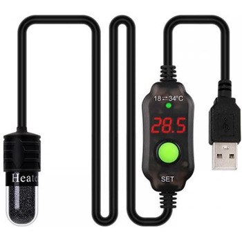 Міні-обігрівач для акваріума DONGKER, 10 Вт 5 В 2 А USB-обігрівач для акваріума, обігрівач для акваріума зі світлодіодним дисплеєм, занурювальний термостат з кварцового скла для акваріума об&39ємом 3 л