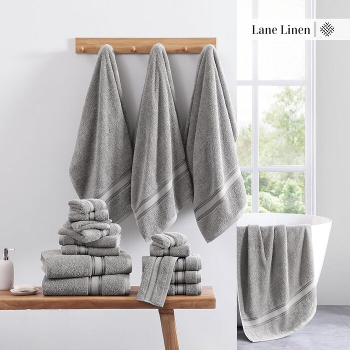 Набір рушників для ванної кімнати LANE LINEN, 100 бавовна, м'який банний набір, 6 банних рушників, 6 рушників для рук, 6 фланелей,