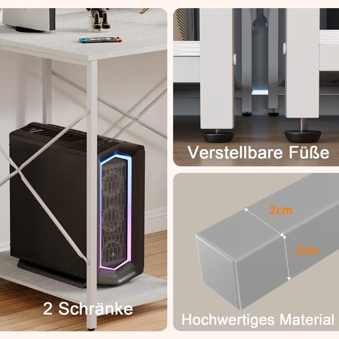 Письмовий стіл Devoko 120 x 60 x 162 см, стіл з місцем для зберігання, комп&39ютерний стіл з полицею та підставкою для монітора, ПК-стіл для домашнього офісу, білий 120 x 60 см