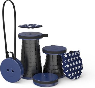 Телескопічний стілець, складаний, легкий та портативний, стілець для дорослих, кемпінговий стілець для походів, риболовлі, подорожей, барбекю, максимальне навантаження 200 кг, з сумкою для перенесення морського класу