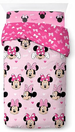 Комплект постільної білизни Disney Minnie Hearts & Love з 3 предметів з 100 бавовни, розмір односпального ліжка 135x200 см - підко