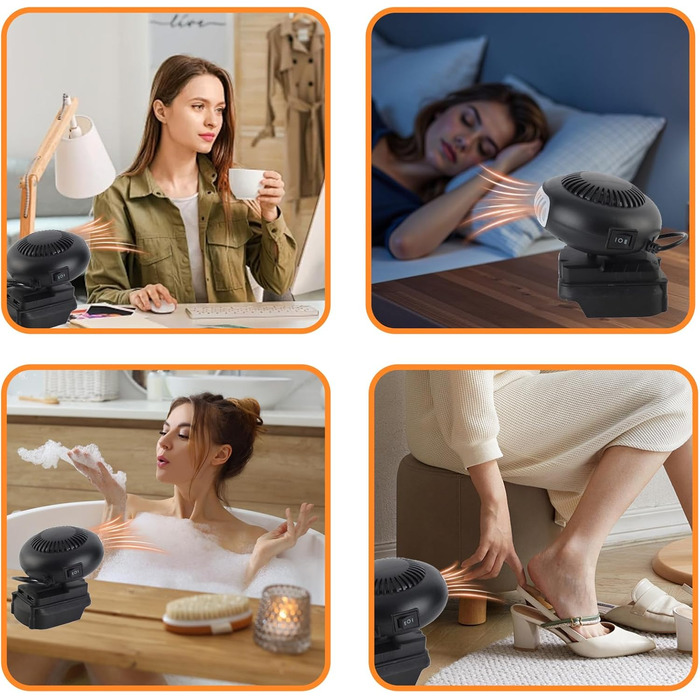 Невеликий обігрівач, 2 швидкості, 18-вольтовий обігрівач на батарейках, портативний електричний вентилятор-обігрівач для невеликих офісів