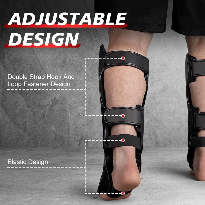 Щитки для гомілок NZQXJXZ для кікбоксингу з боксерськими рукавичками 16 унцій, щитки для гомілок муай-тай, регульовані захисні накладки на ноги із захистом підйому стопи, обладнання для тренувань з бойових мистецтв, ММА та спарингу