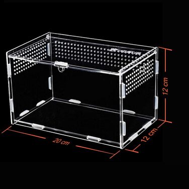 Коробка для годування комах Keweni, акриловий контейнер для тераріуму для павука, ящірки, жаби, скорпіона, портативного середовища існування повзаючих домашніх рептилій, дизайн проти втечі (Clear1)