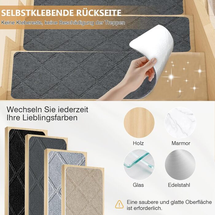 Сходинок 55 19 см, самоклеючі, нековзні, можна різати та багаторазові, для використання в приміщенні, для домашніх тварин, людей похилого віку та дітей (темно-сірі), 15