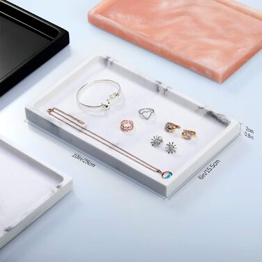 Підставка для ювелірних виробів Emibele Harz, підставка для ювелірних виробів для ванної кімнати, кухні, комода, місце для зберігання косметики, гелю для душу, серветок, парфумів, мила, рушників, шампуню, рослинного декору, середня - білий гравій, 25,5 x 