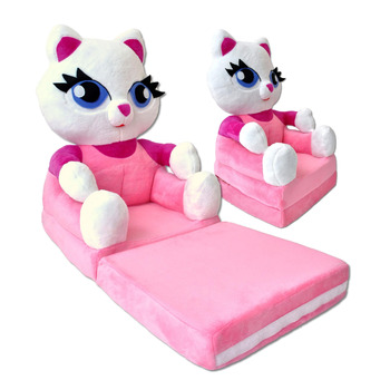 Дитяче крісло, міні-крісло, дитячий стільчик, дитячий диван розкладний 2 в 1, м&39яке крісло, розкладний дитячий диван для дитячої кімнати (Рожевий кіт)